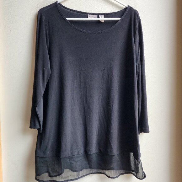Easywear By Chico's Semi-Sheer Black Scoop Neck Blouse Size 2X - Picture 7 of 16